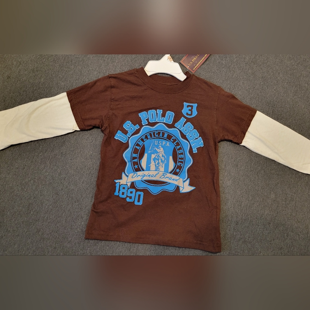 Boys shirt, U.S. Polo, size 4, brown, new with tags